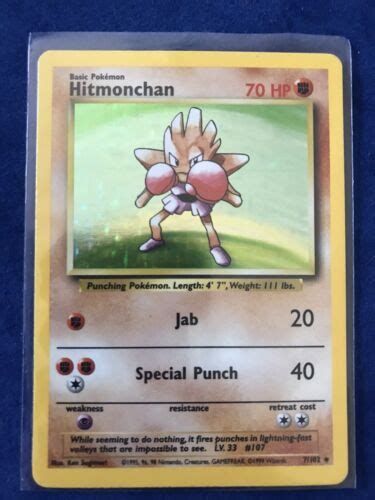 Hitmonchan holo - 2023-01-14. NM Hitmonchan #096/096 Pt1 Nintendo Japanese Pokemon Card F/S A3717 096/096 [eBay] $24.50. Report It. 2023-01-09. Pokemon Card TCG Hitmonchan 096/096 Sparkle …